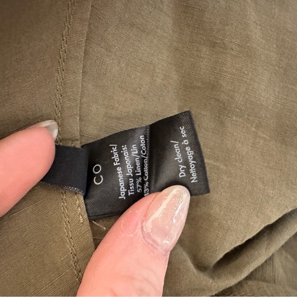 CO Cotton Linen Blend Elegant Olive Green Women's Dress Size M - Picture 5 of 6